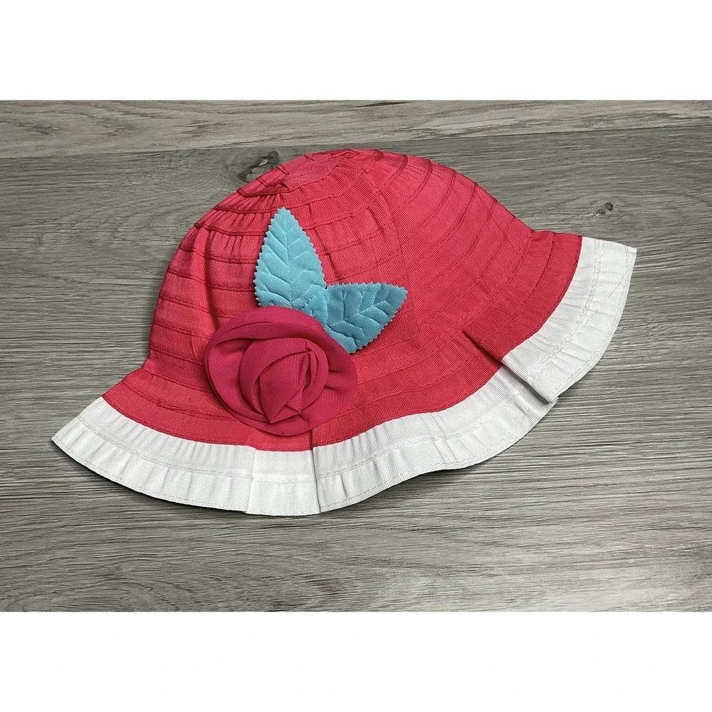 New Gymboree Infant Girl Coral Flower Ribbon Hat Size 12-24 months